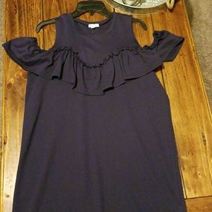 Navy Blue Cold Shoulder Dress